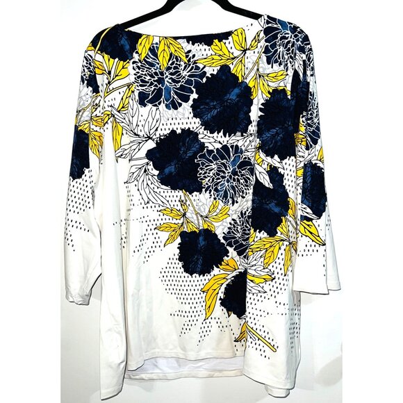 Charter Club Floral Print Womens 3X Blouse 3/4 Sleeve Polyester & Spandex - Picture 2 of 2